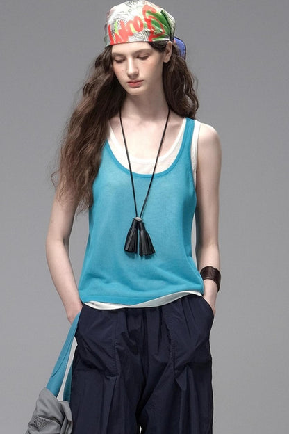 Tri-Color Linen Vest