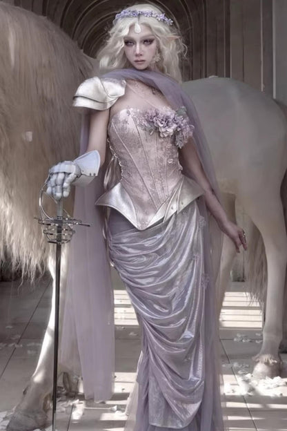 Moonlight Silver Asymmetrical Corset Set
