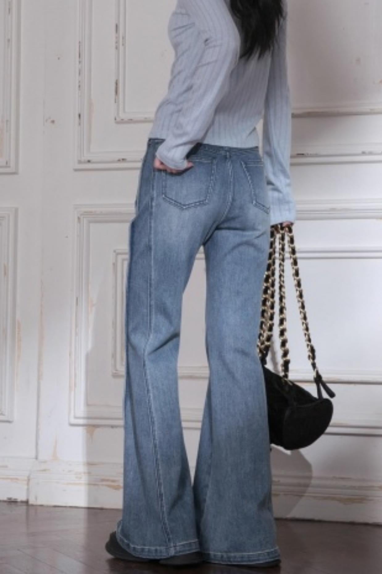 Light Blue Turtleneck Knitwear Top