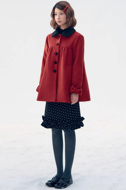 Red Bow Woolen Coat