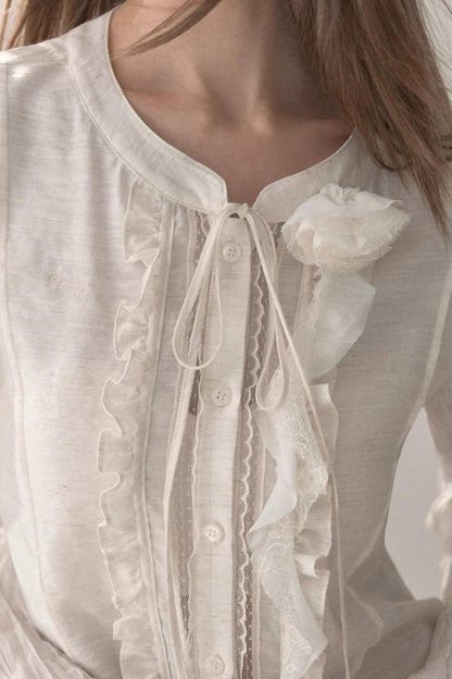 Ruffled Vintage White Shirt