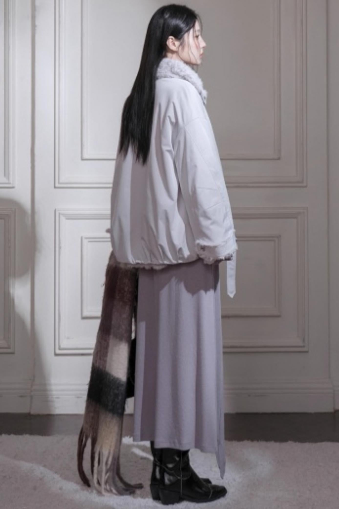 Gray Taro Tie-Dye Top Skirt Set