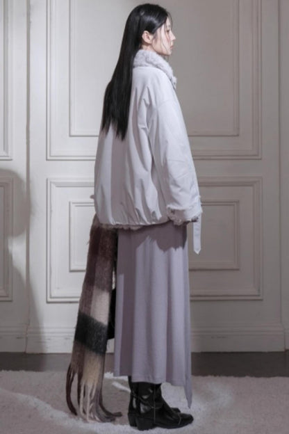 Gray Taro Tie-Dye Top Skirt Set