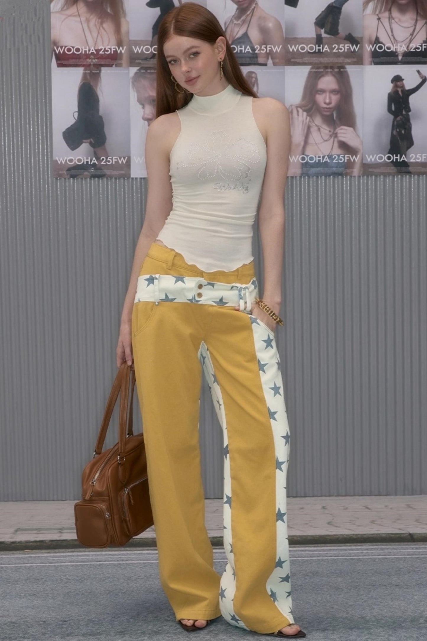 Star Stitching Straight Pants