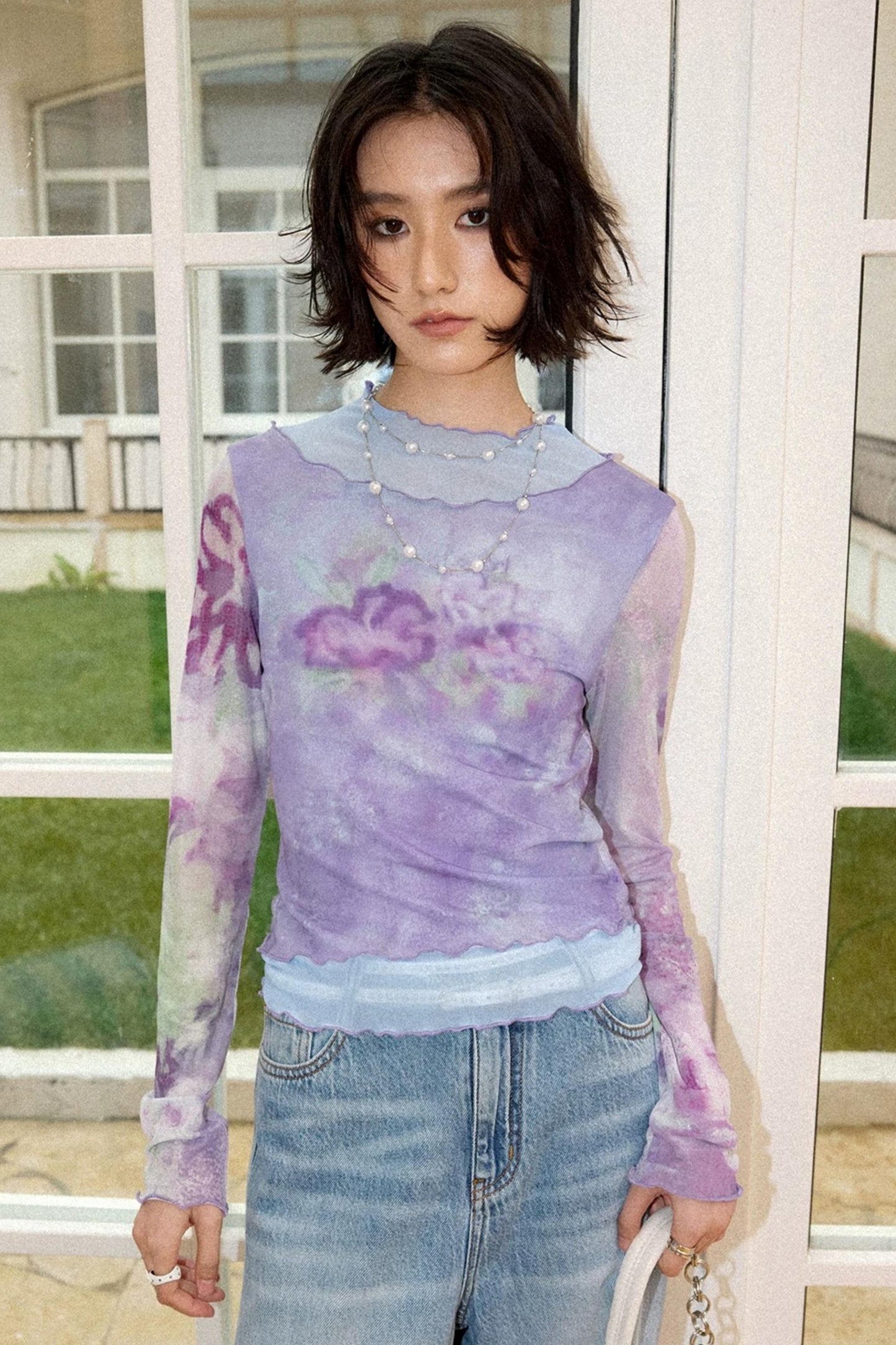 Tea Flower Dance Mesh Top