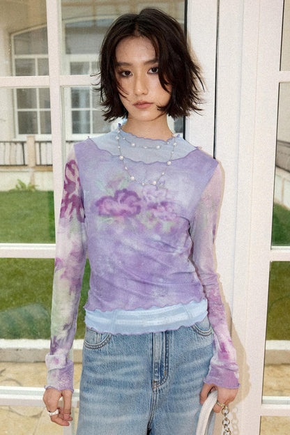Tea Flower Dance Mesh Top