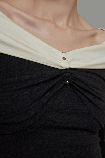 Elegant Collar Knitwear Top