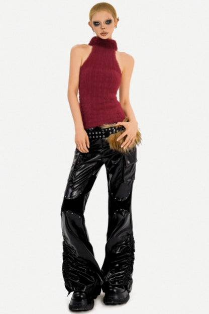 Fur Collar Knitted Vest