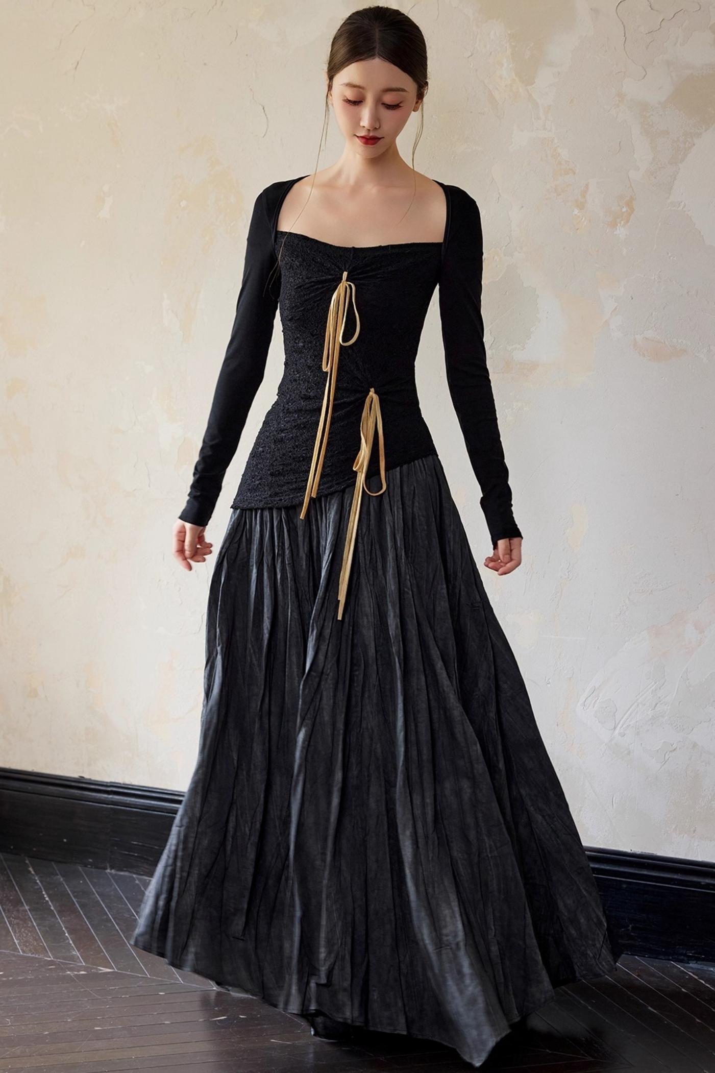 Black Square Basic Pullover Top