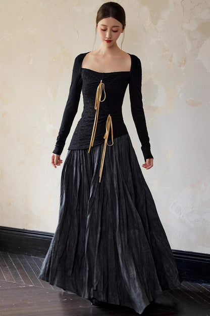 Black Square Basic Pullover Top