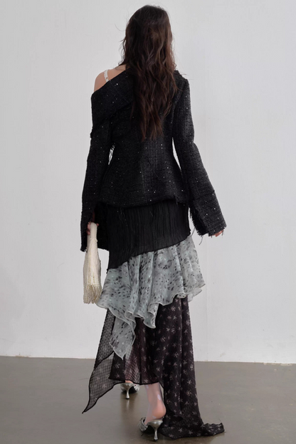 Bohemian Asymmetrical Fringe Jacket