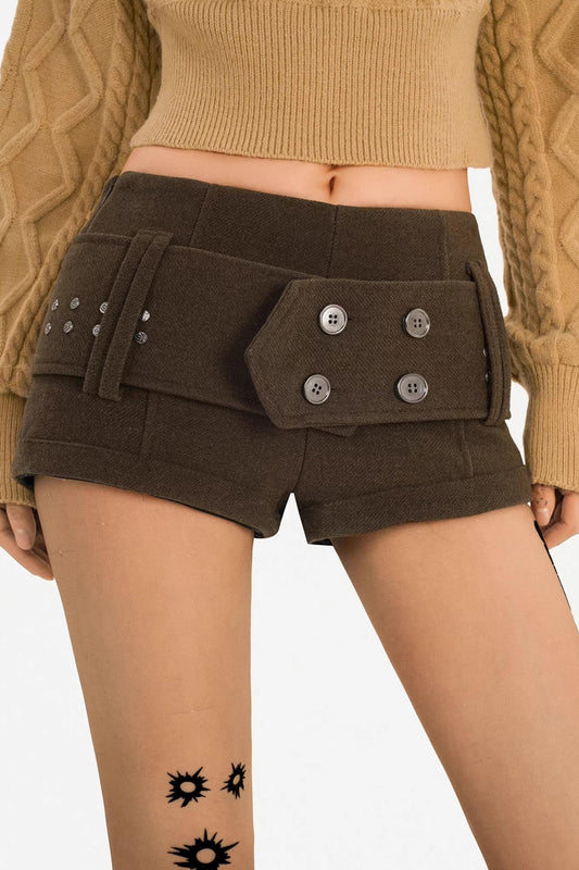 Retro Winter Waist-Cinching Shorts