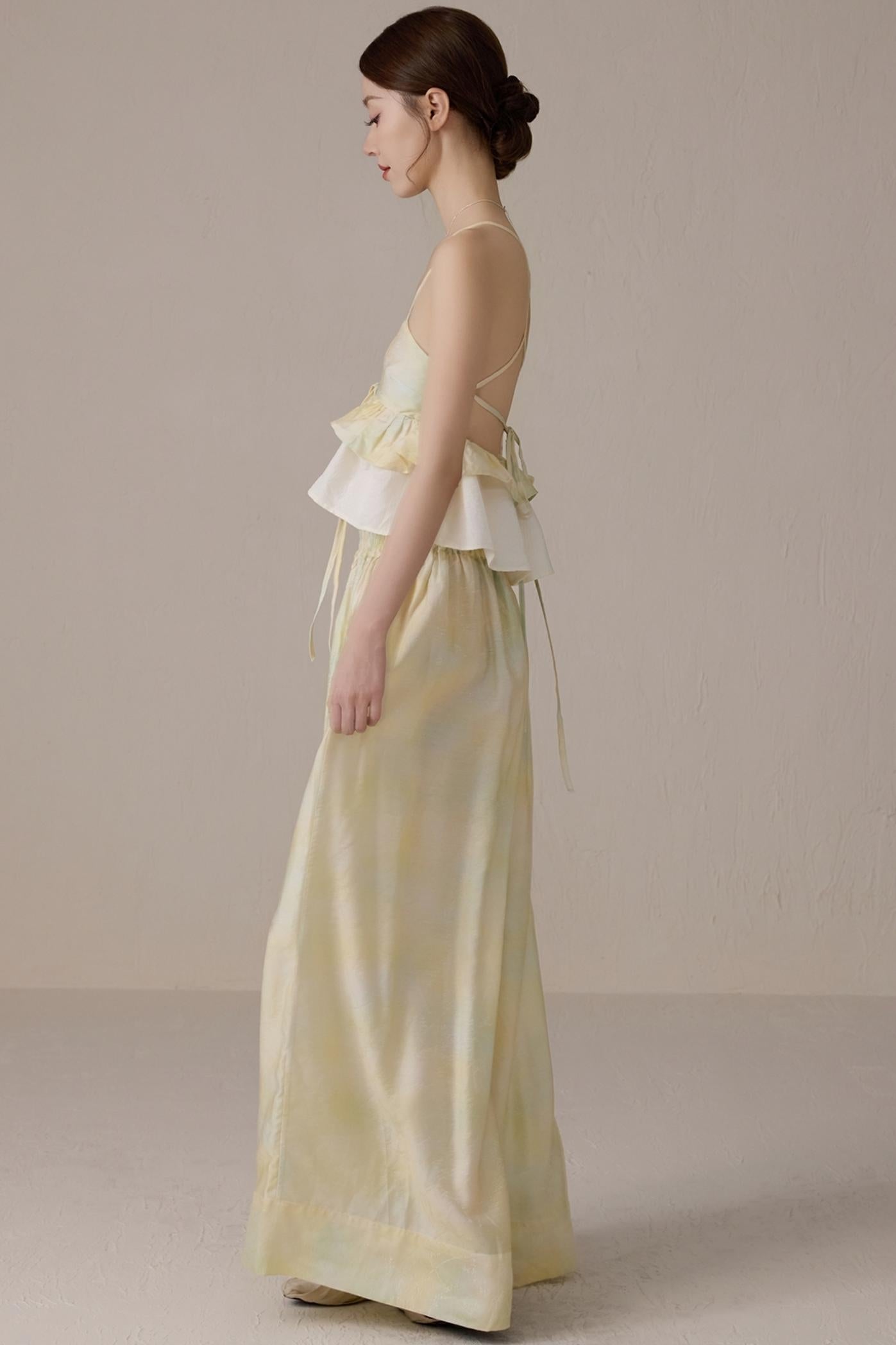 Romantic V-Neck Color Block Top