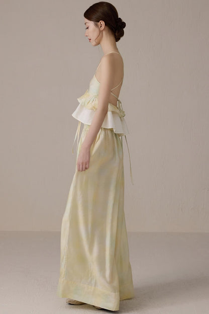 Romantic V-Neck Color Block Top