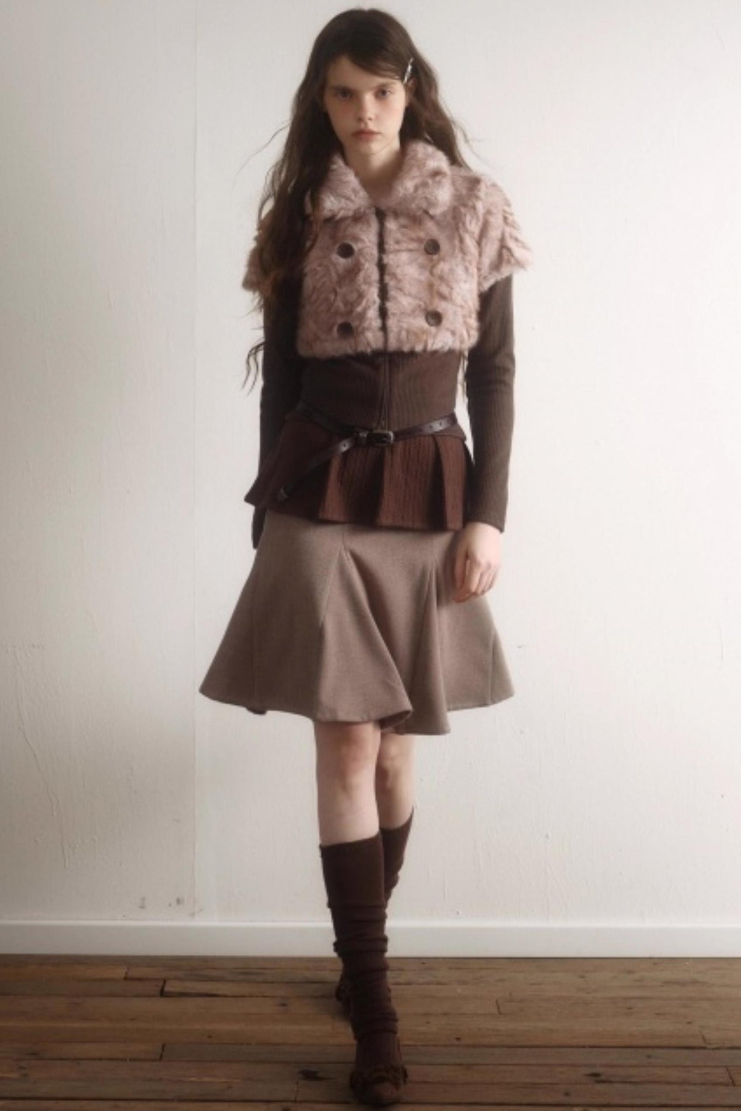 Retro High-Waisted Woolen Skirt