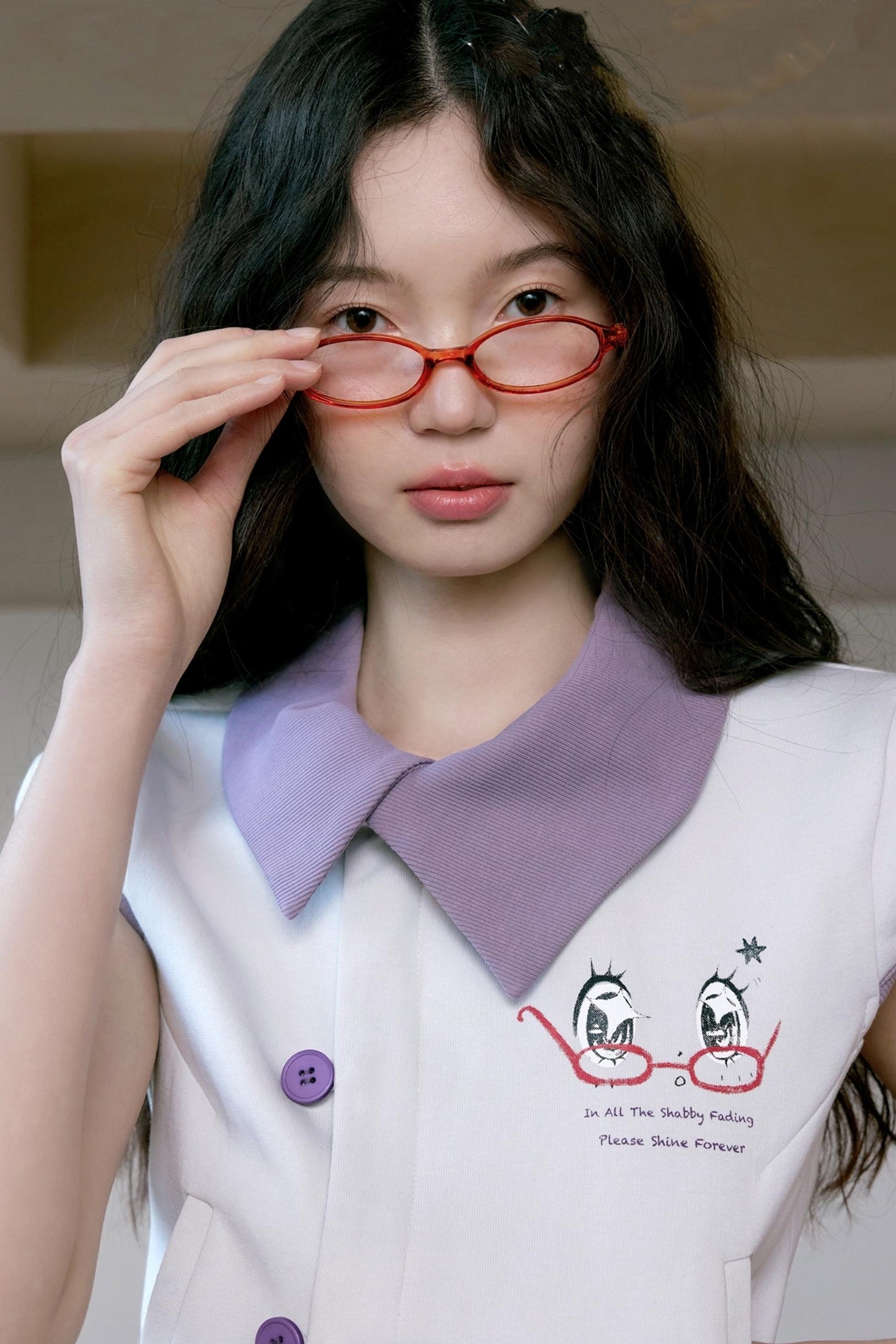 Purple Gray Polo Skirt Set-Up