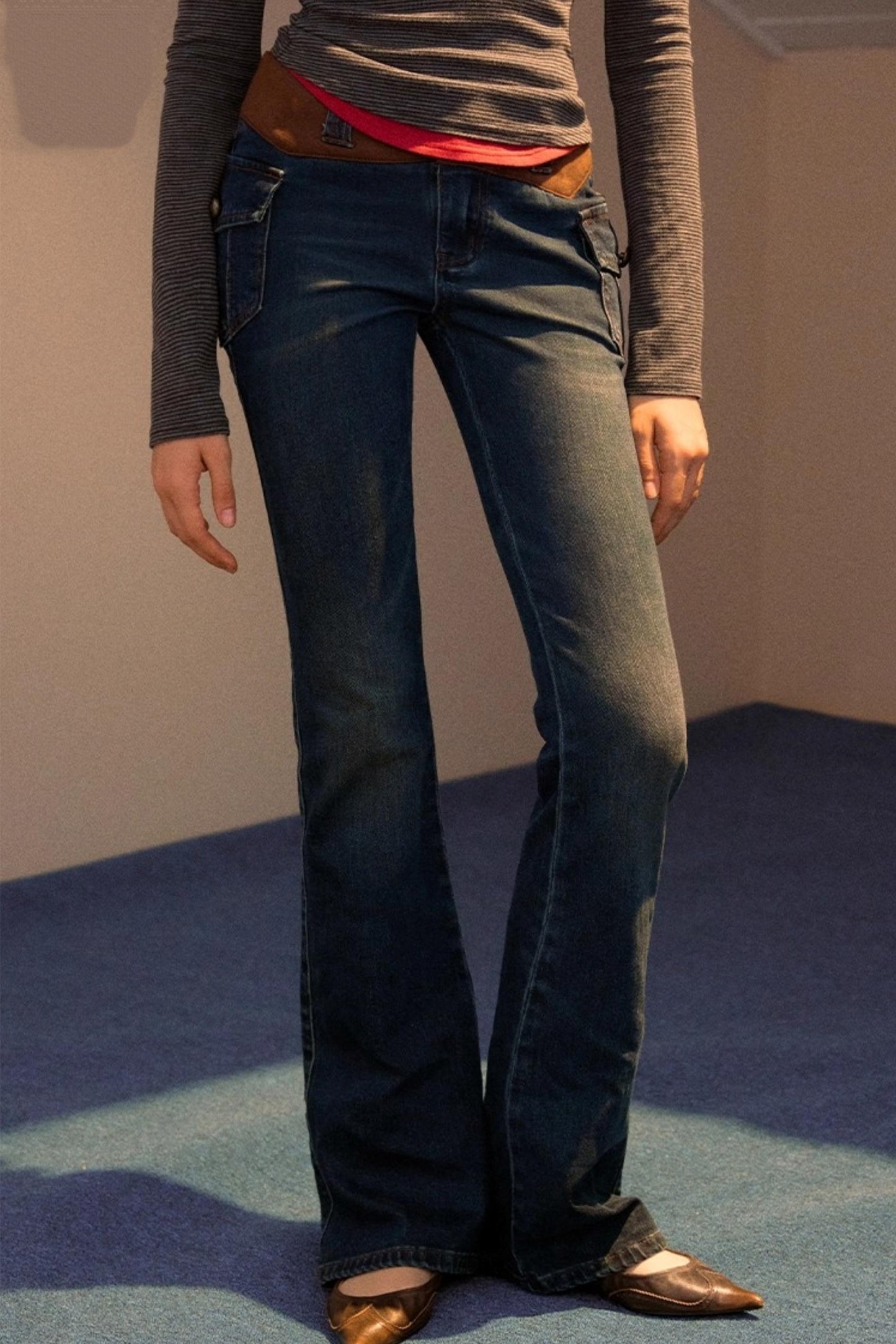 Vintage Patchwork Flared Jeans