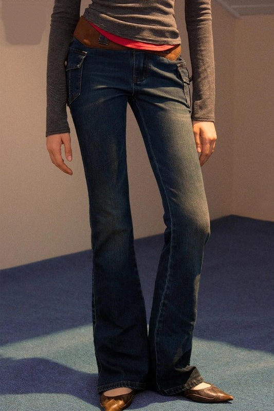 Vintage Patchwork Flared Jeans