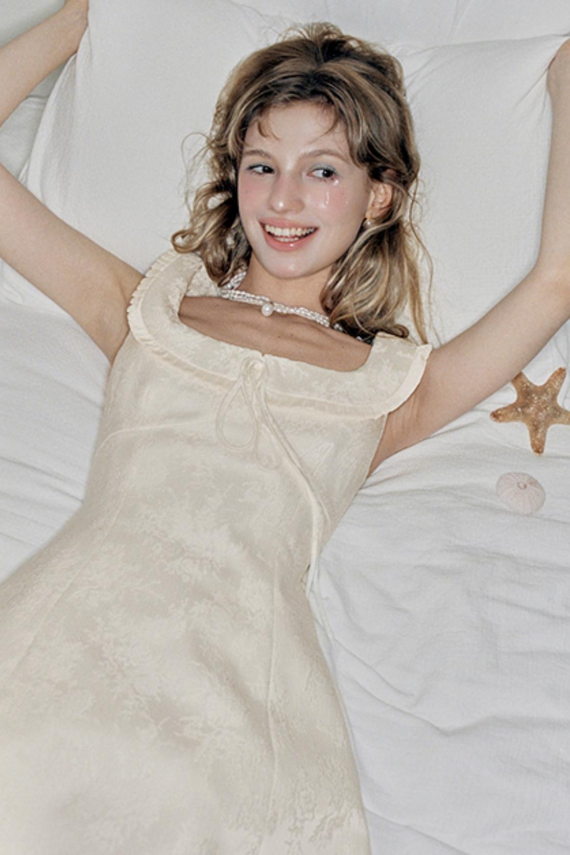 Beige A-line Mini Dress Set