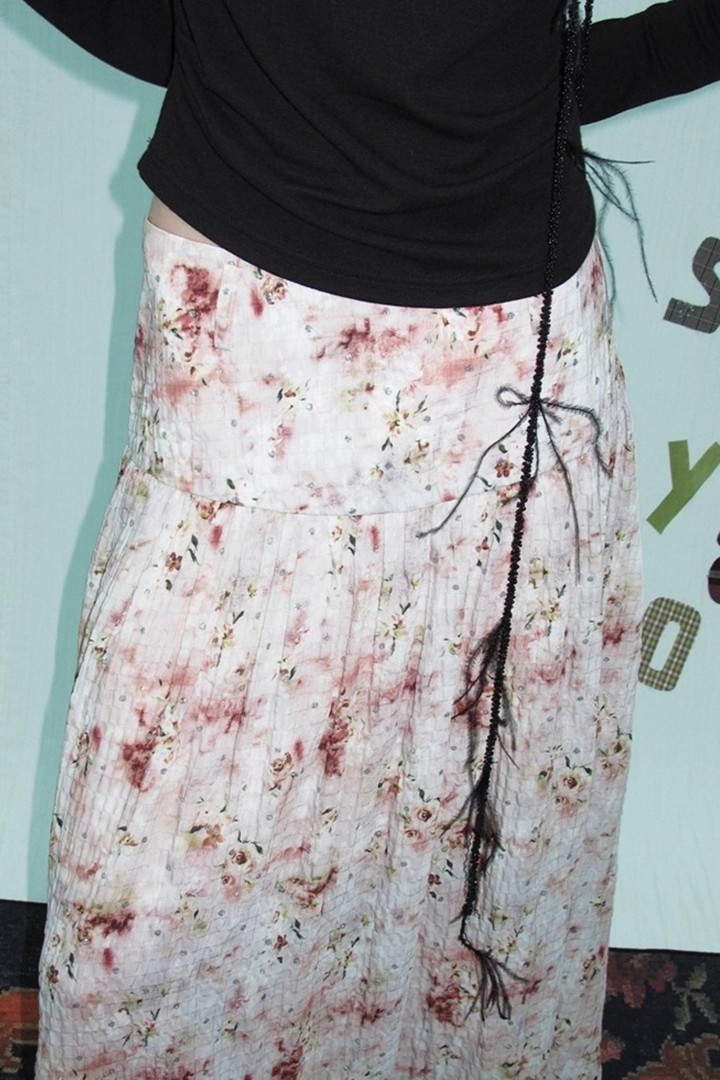 Shrink Silver Print Floral Skirt