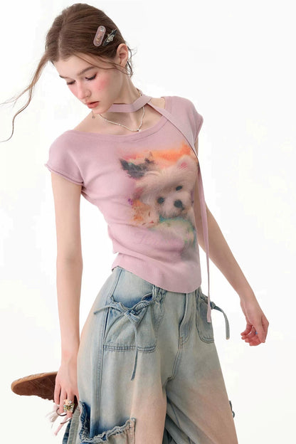 Summer Vintage Slim Fit Knitted T-Shirt