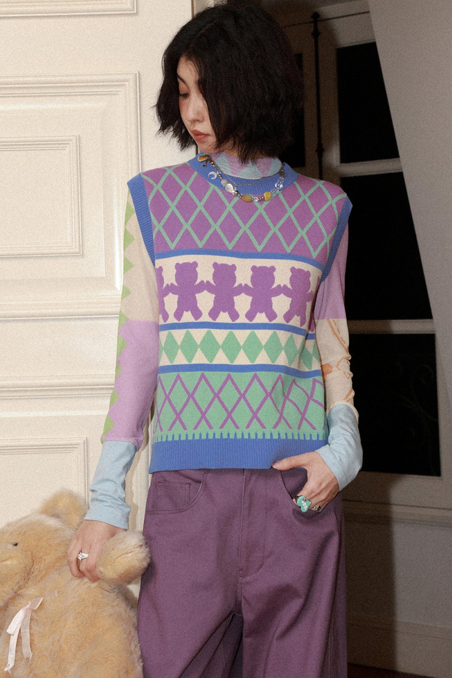 Retro Waffle Knit Vest
