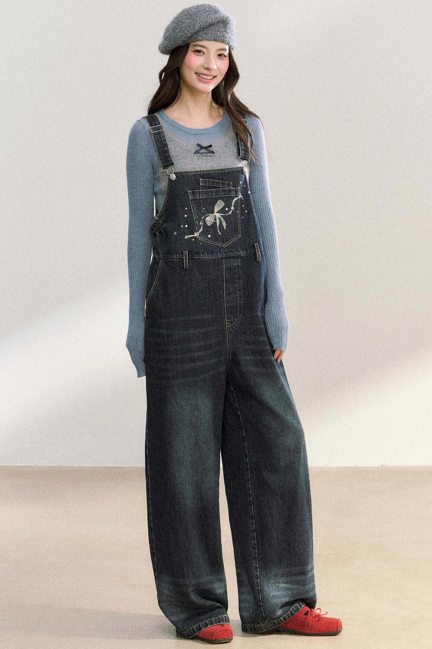 Vintage Washed Bib Jumpsuit Pants