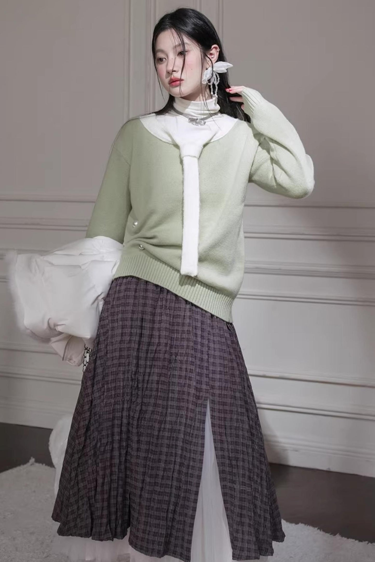 Winter-Woll-Farbblock-Pullover