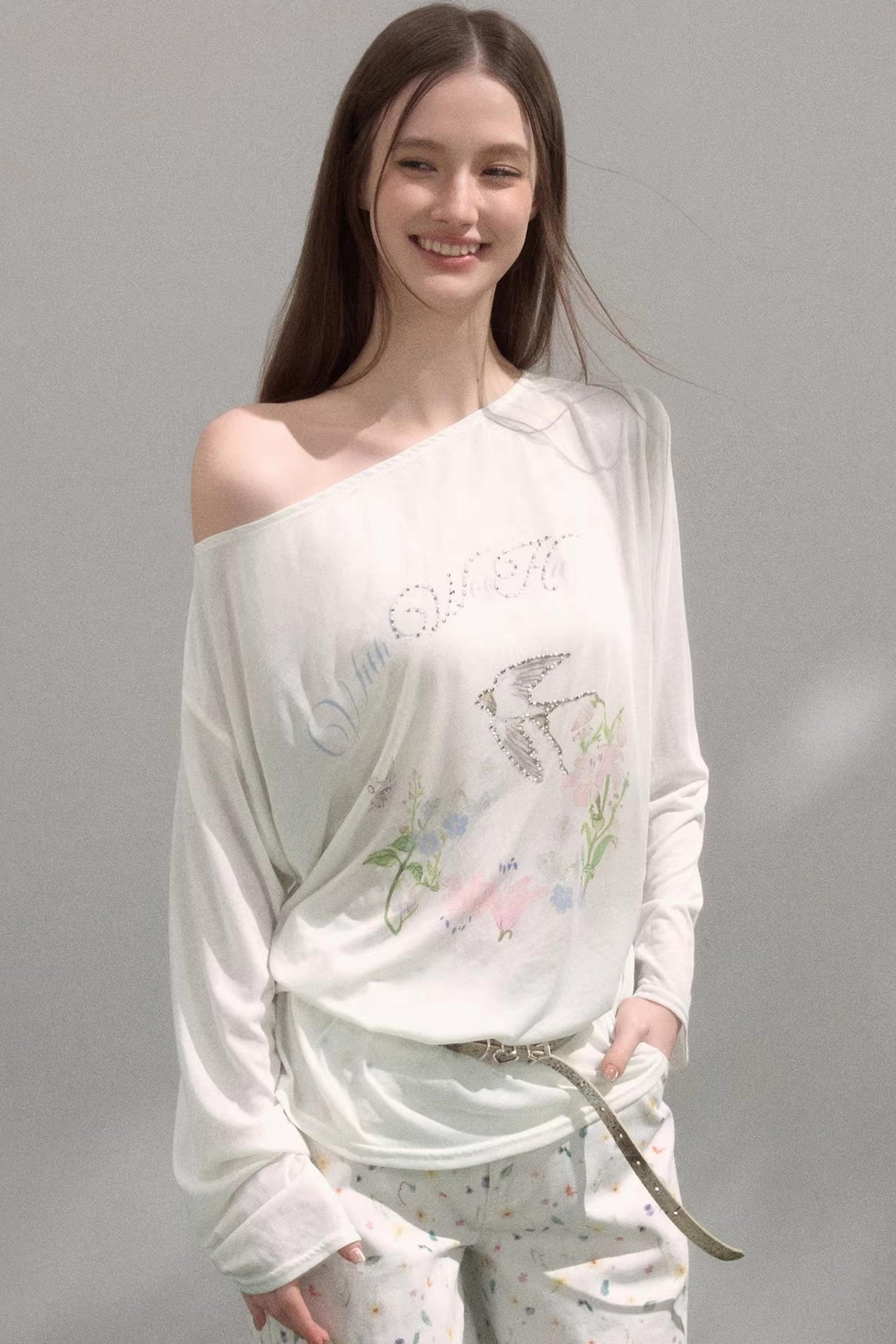 Off-Shoulder Printed Top