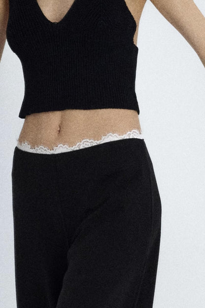 Summer Lace Draped Wide-Leg Pants