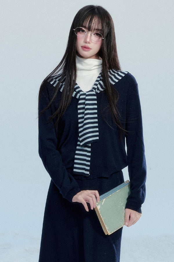 Striped Knitted Shawl Top