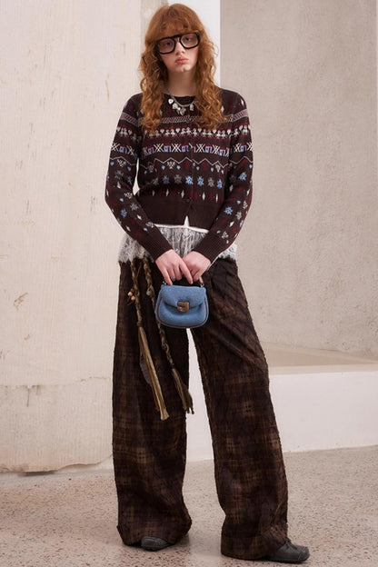 Jacquard Embroidery Slim Cardigan