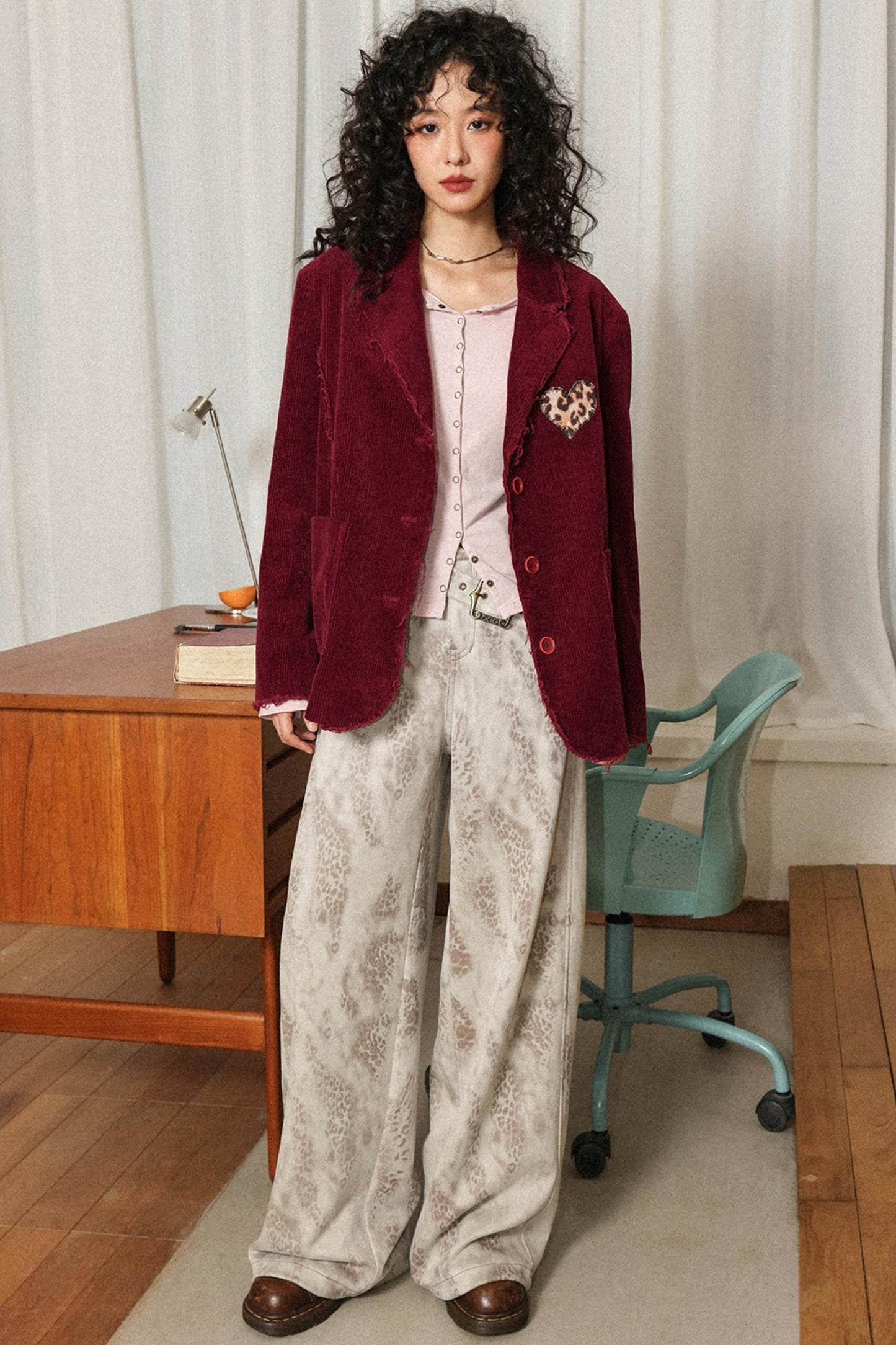 Heart Embroidered Royal Blazer