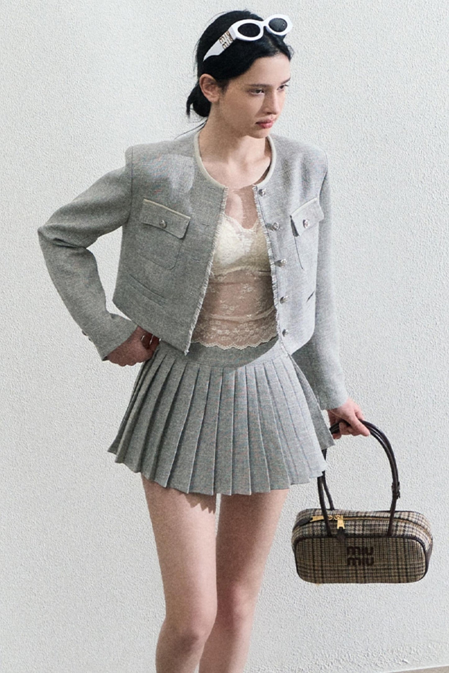 Linen Jacket & Pleated Skirt Set