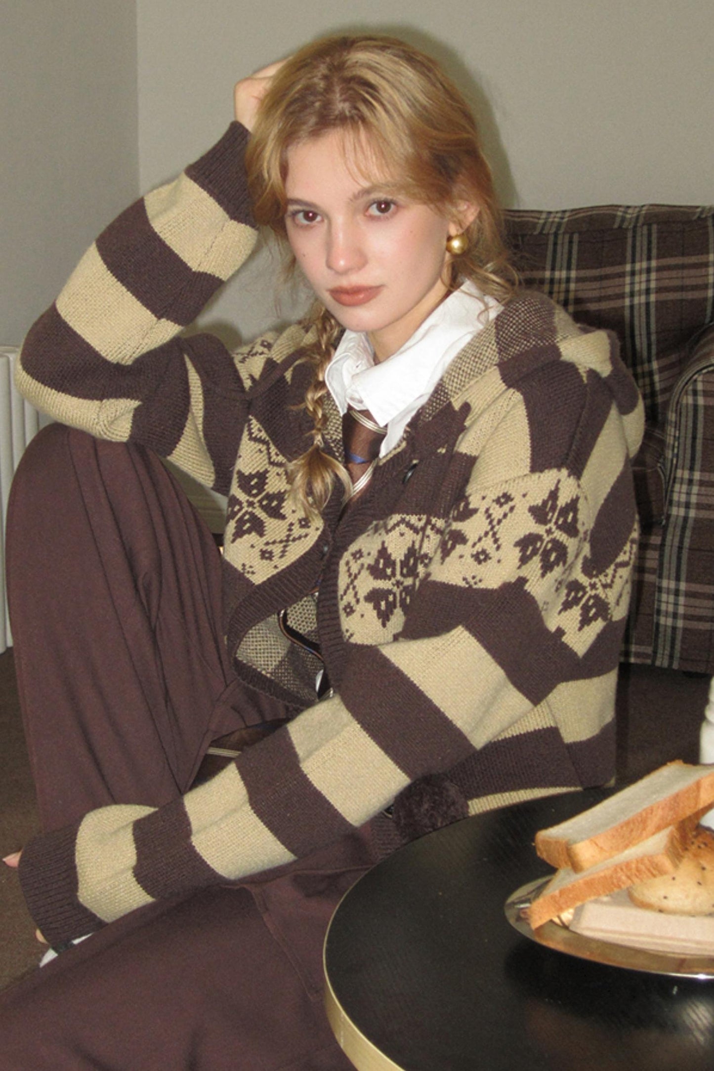 American Retro Fair Isle Wool Cardigan