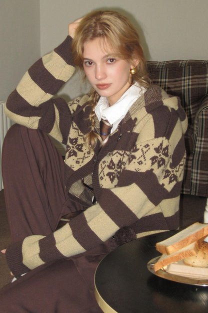 American Retro Fair Isle Wool Cardigan