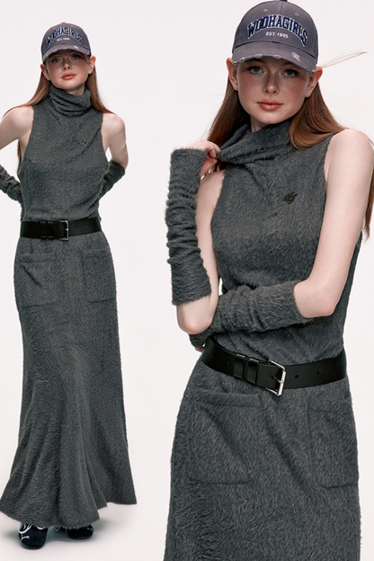 Modern Design High Neck Maxi Dress