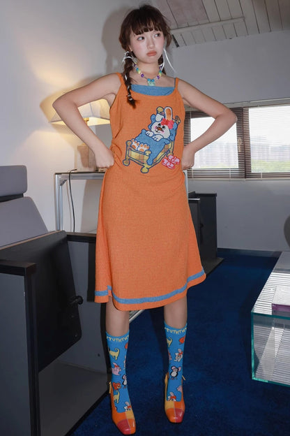 Summer Peach Halter Dress