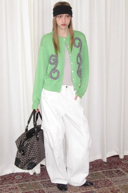 Emerald Pleated Knitwear Cardigan