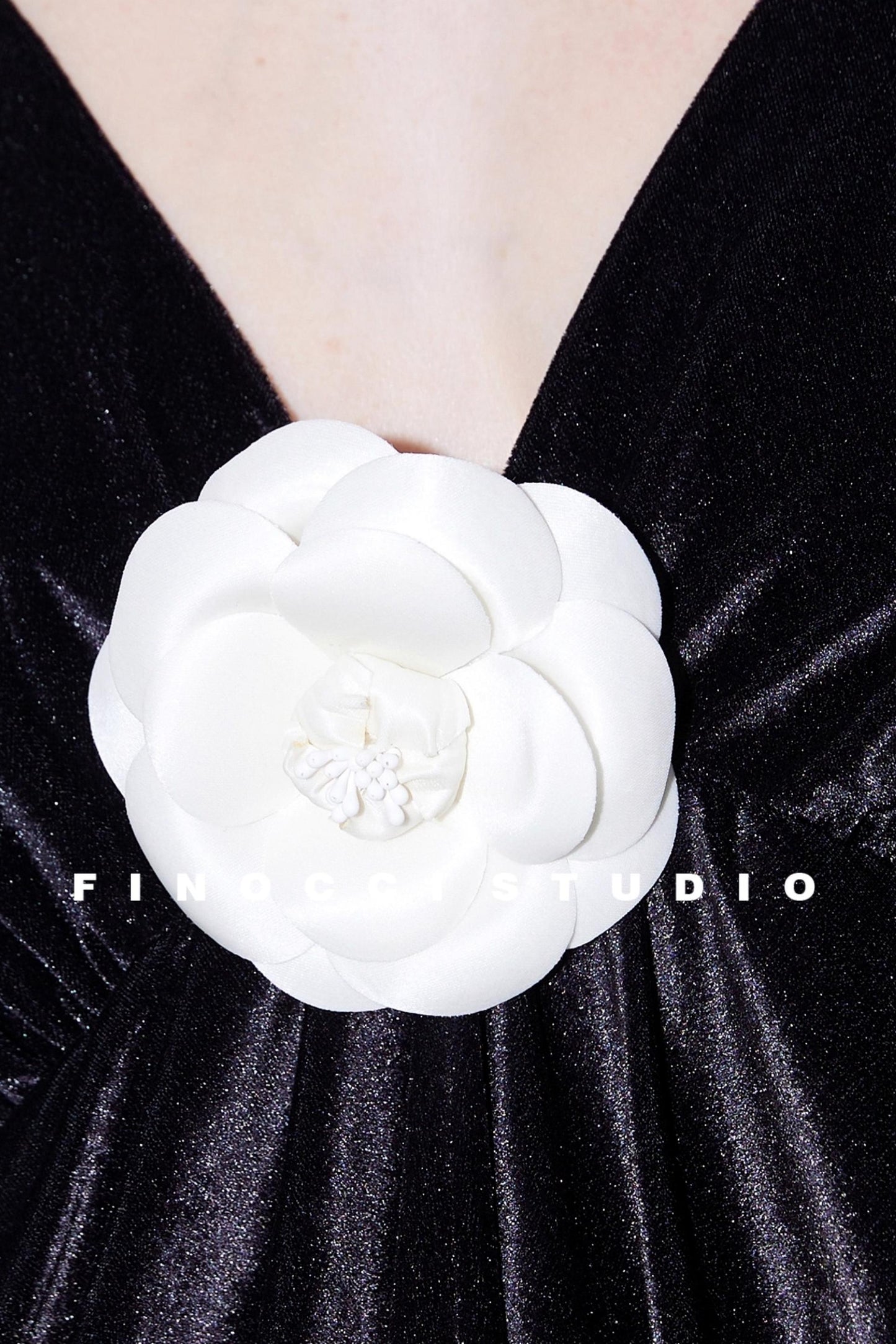 Custom Camellia Silk Velvet Slip Dress