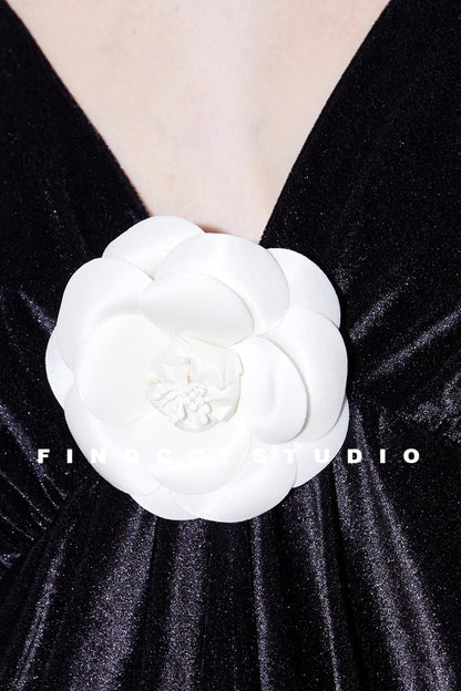 Custom Camellia Silk Velvet Slip Dress