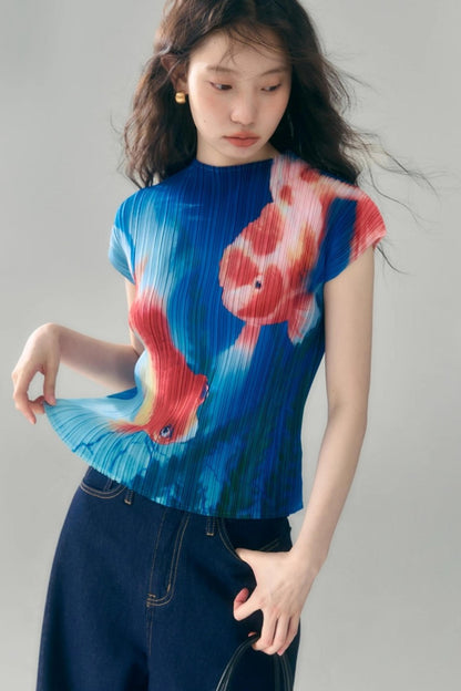Goldfish Retro Pleated Top
