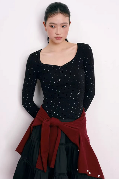 Color-Blocked Velvet Knit Cardigan