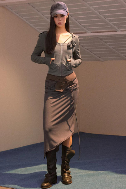 Faux Suede Knitted Skirt