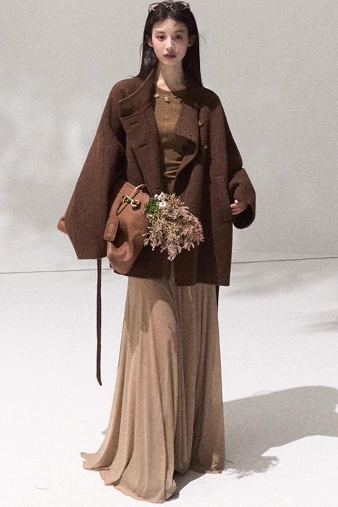 High-Waisted Knit Mesh Skirt