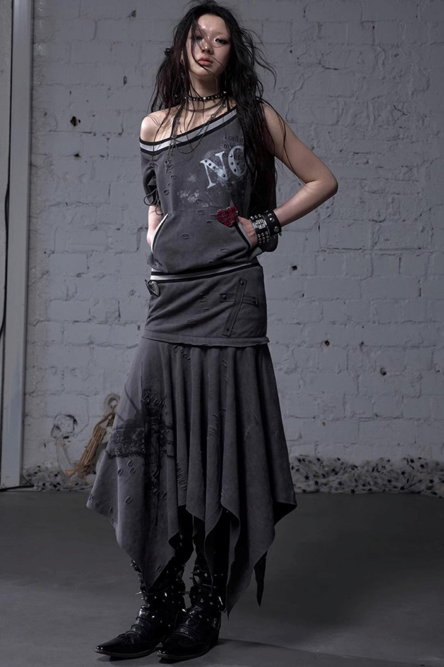 Detachable Hem Punk Corset Dress