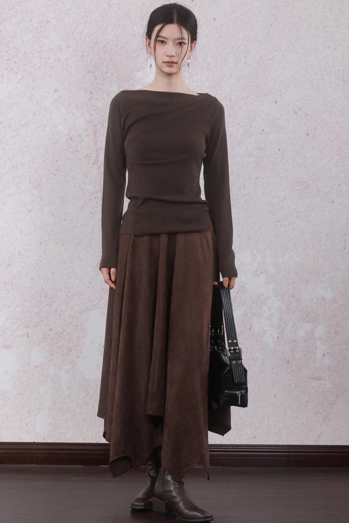 Tea Brown Pleated Sweater