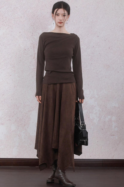 Tea Brown Pleated Sweater