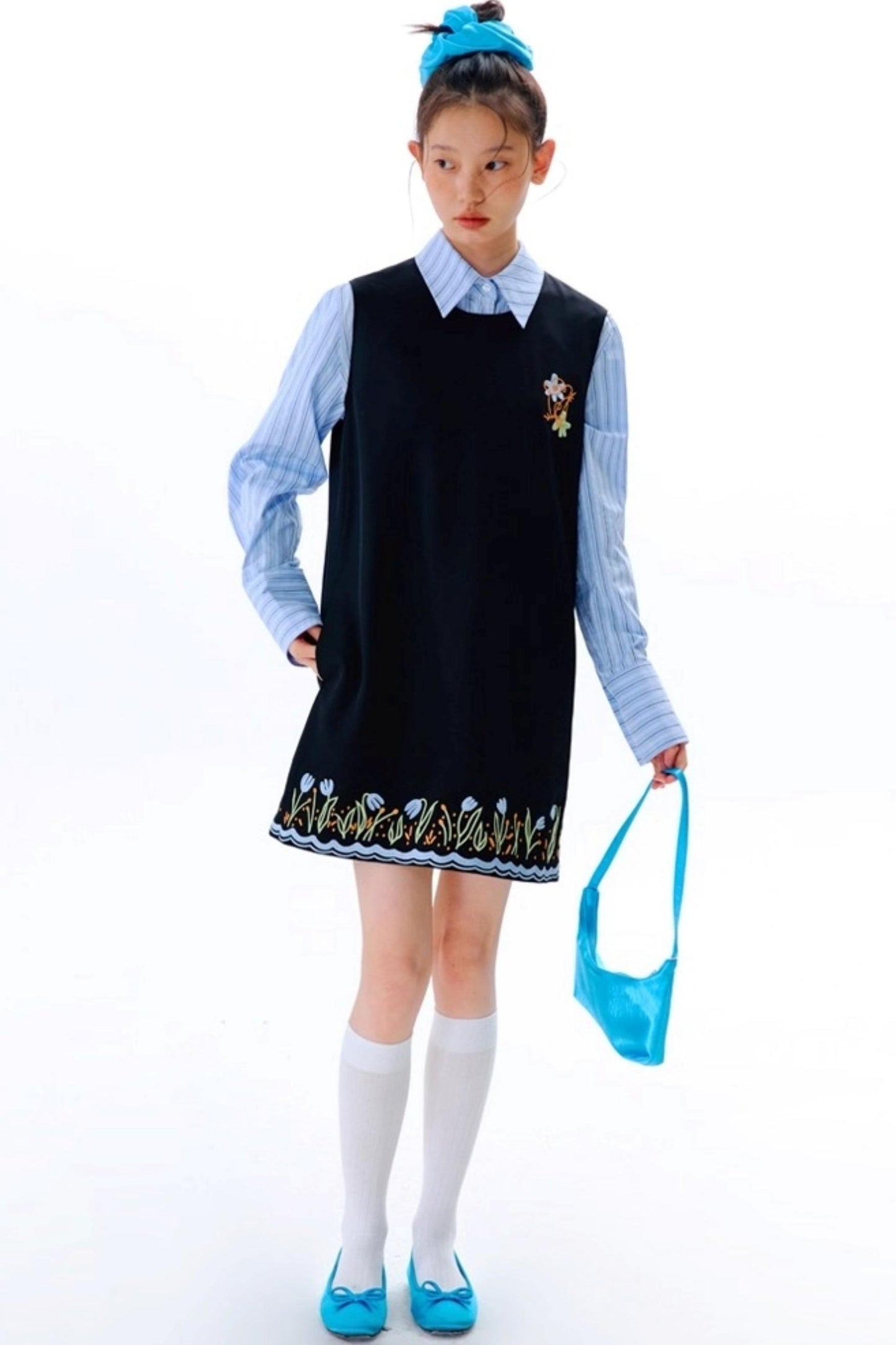 Original Tulip Embroidered Vest Dress