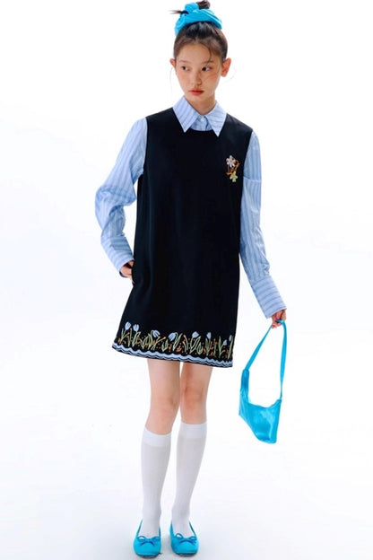 Original Tulip Embroidered Vest Dress